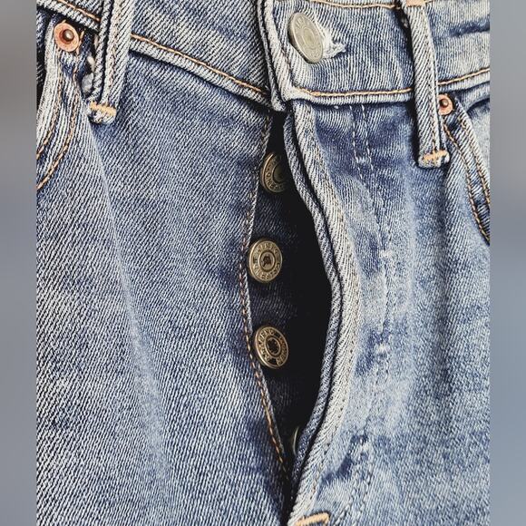 GRLFRND Jeans Karolina Button Fly High Rise Straight Leg Raw Hem Women’s Size 25 - Picture 4 of 10